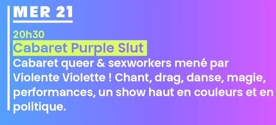 Cabaret purple slut • Agenda