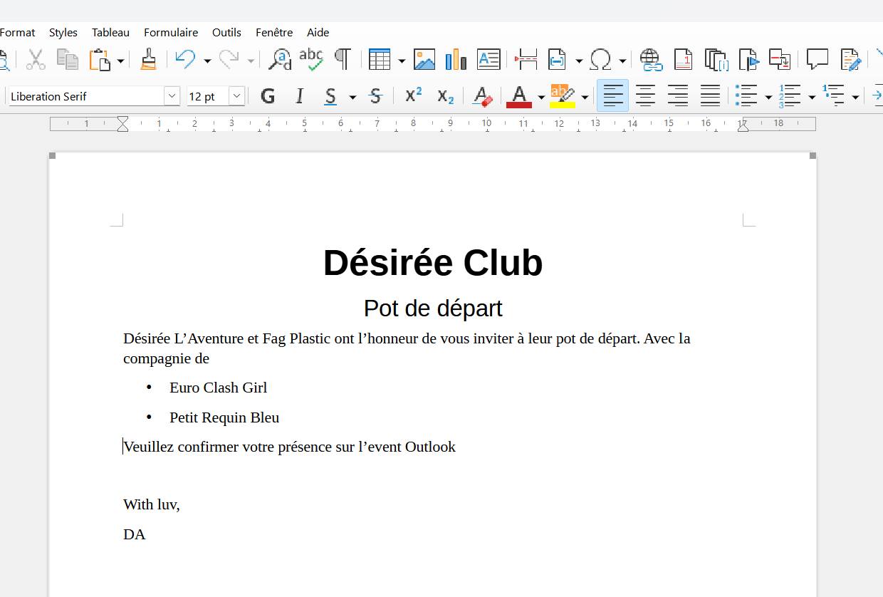 Désirée club • Agenda