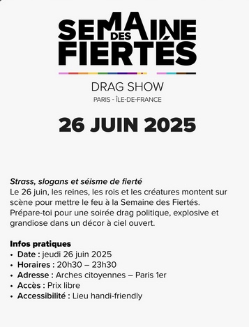Drag show Semaine des Fiertés • Agenda