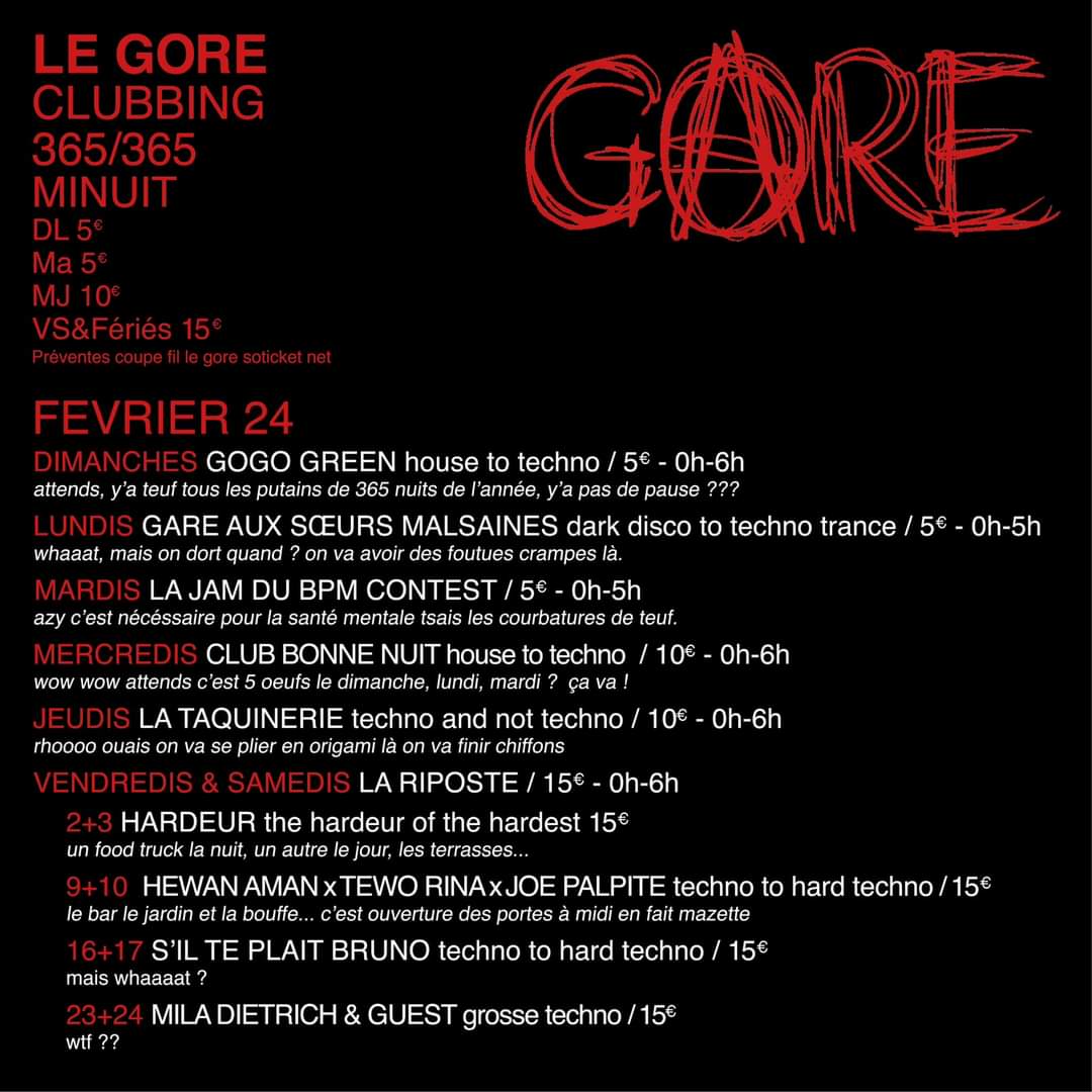 Gare aux Soeurs Malsaines • Agenda