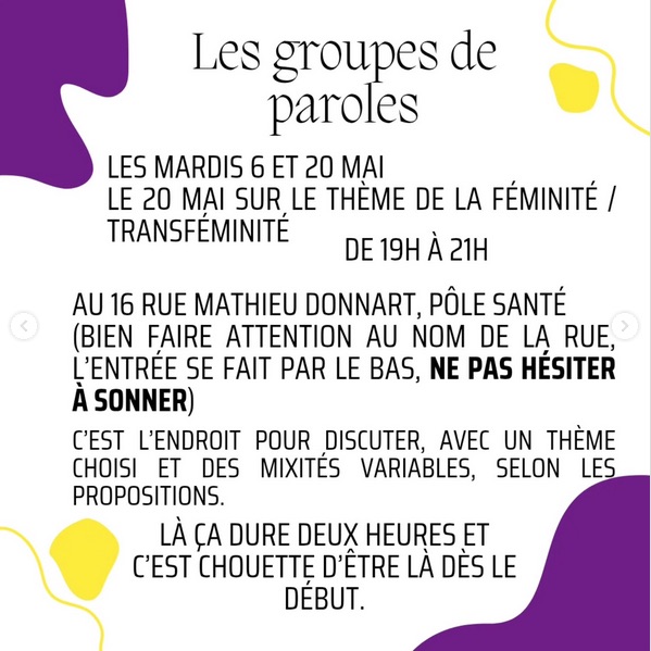 Groupe de parole • Agenda