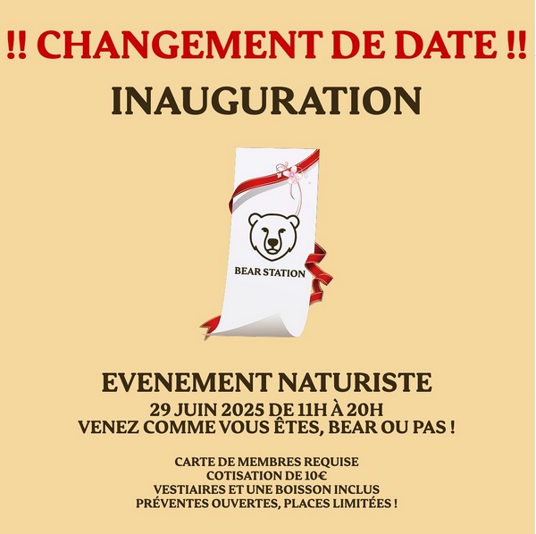 Inauguration Bear Station - naturiste • Agenda