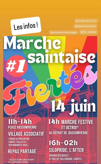 Marche des Fiertés Saintes 2025 • Agenda