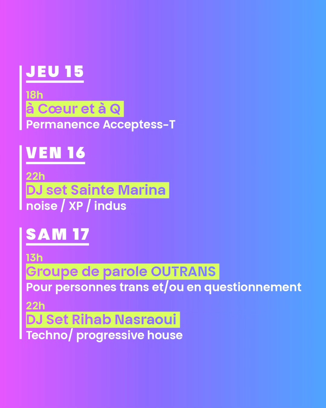 Permanence Outrans • Agenda