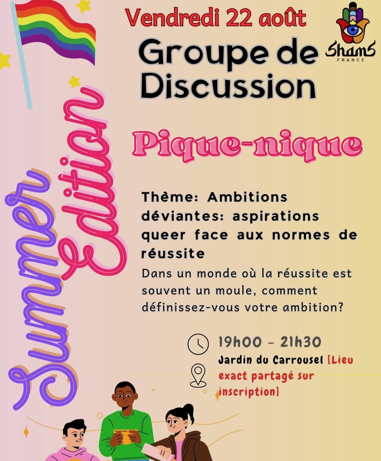 Pique-nique & groupe de discussion • Agenda