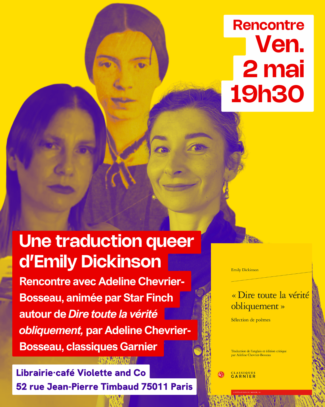 Rencontre "Dire toute la vérité obliquement" d'Adeline Chevrier-Bosseau • Agenda