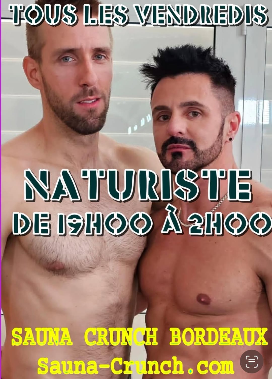 Sauna/cruising-naturiste à partir de 19h