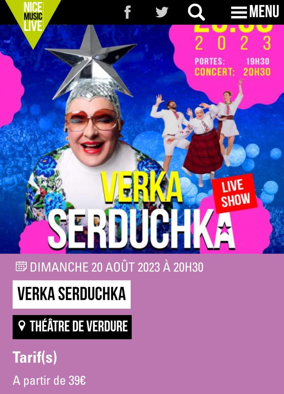 Verka Serduchka live show • Agenda